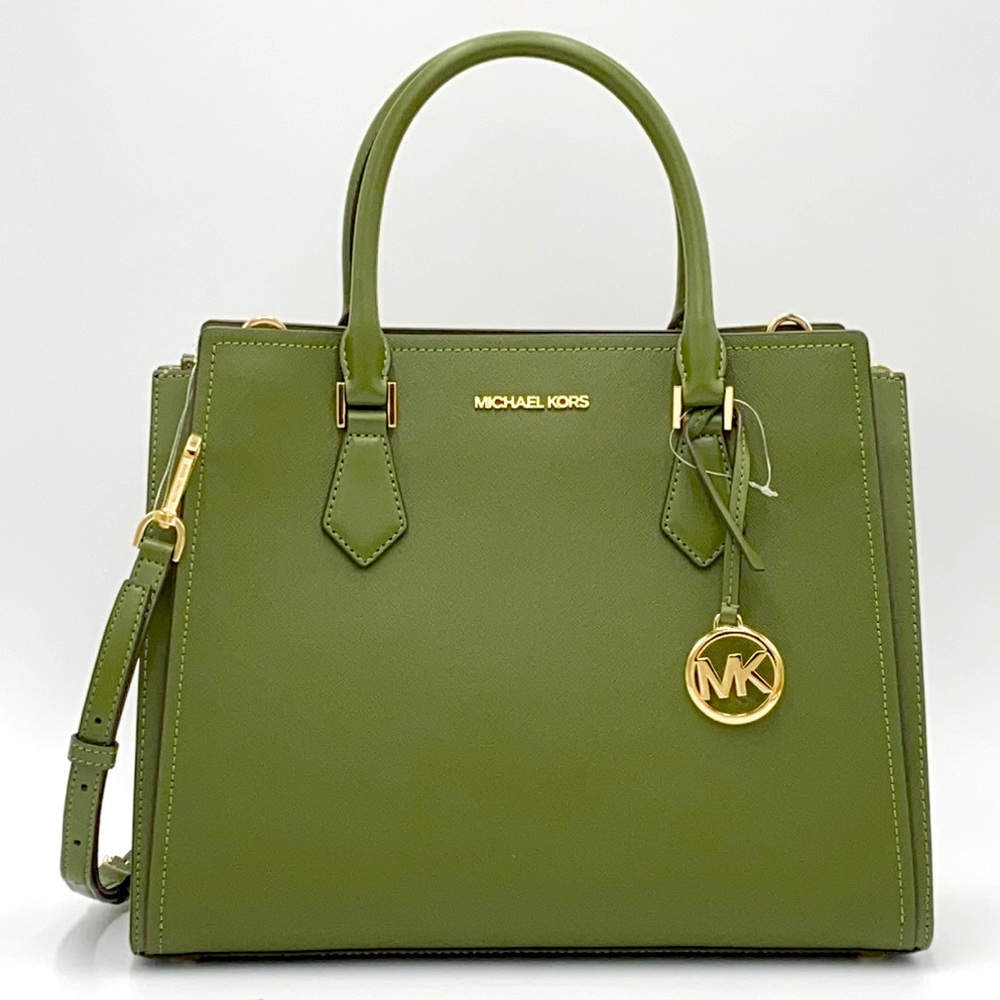 MICHAEL KORS HOPE LARGE SATCHEL EVERGREEN - Picture 2 of 16